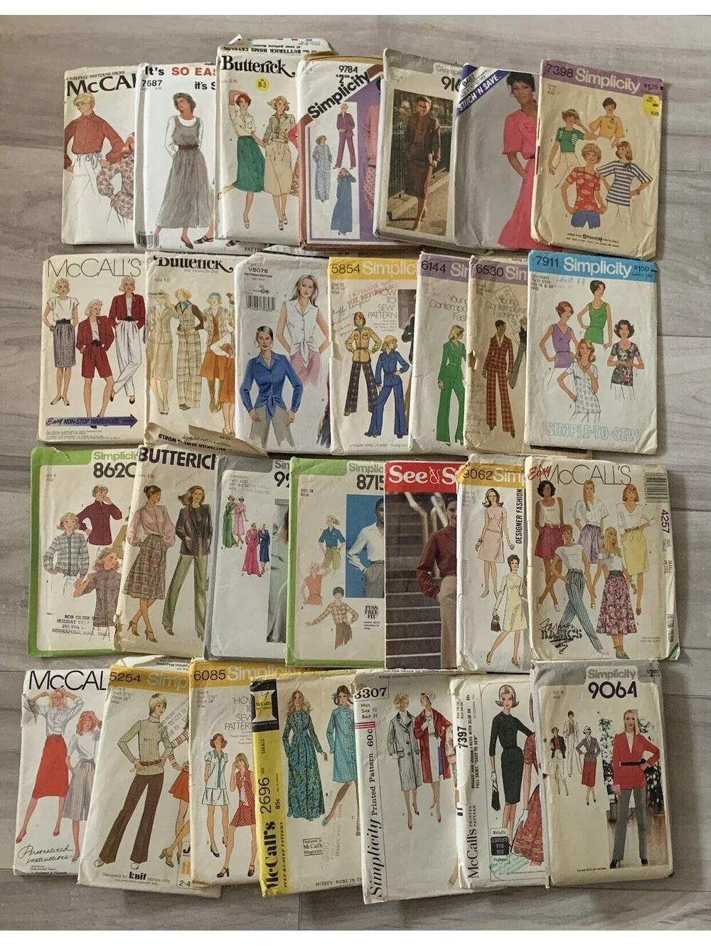VINTAGE SEWING PATTERN lot of 28 Mixed Women Some Uncut And Cut